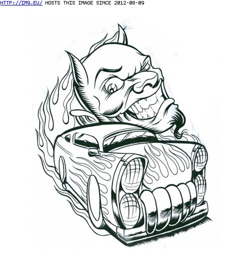 Tattoo Design: devil_with_hotrod (in Devil Tattoos)