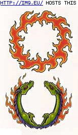 Tattoo Design: dragon_fire_rings (in Belly Button Tattoos)