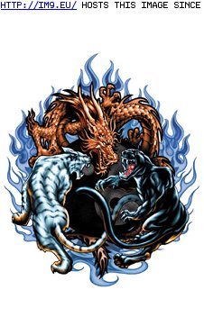Tattoo Design: giant_3_beasts_fight (in Monster Tattoos)