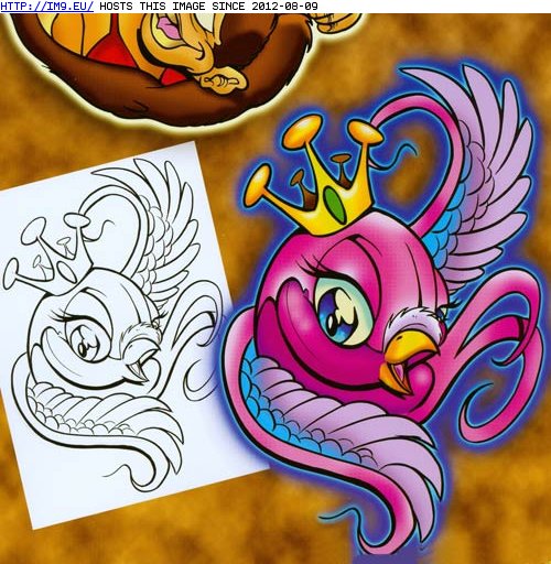 Tattoo Design: pink_crown_bird (in Birds Tattoos)