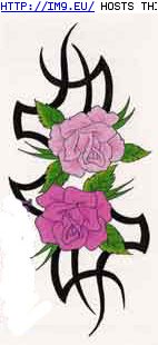 Tattoo Design: purplepink-rose-with-triba (in Rose Tattoos)