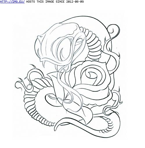 Tattoo Design: rose-snake (in Snake Tattoos)