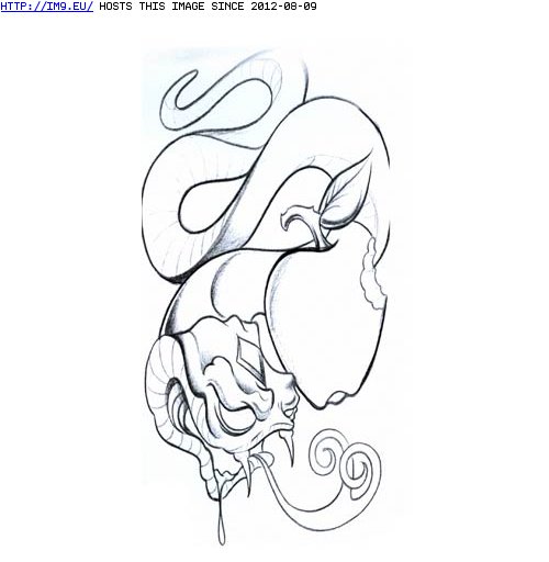 Tattoo Design: snake_with_apple (in Snake Tattoos)
