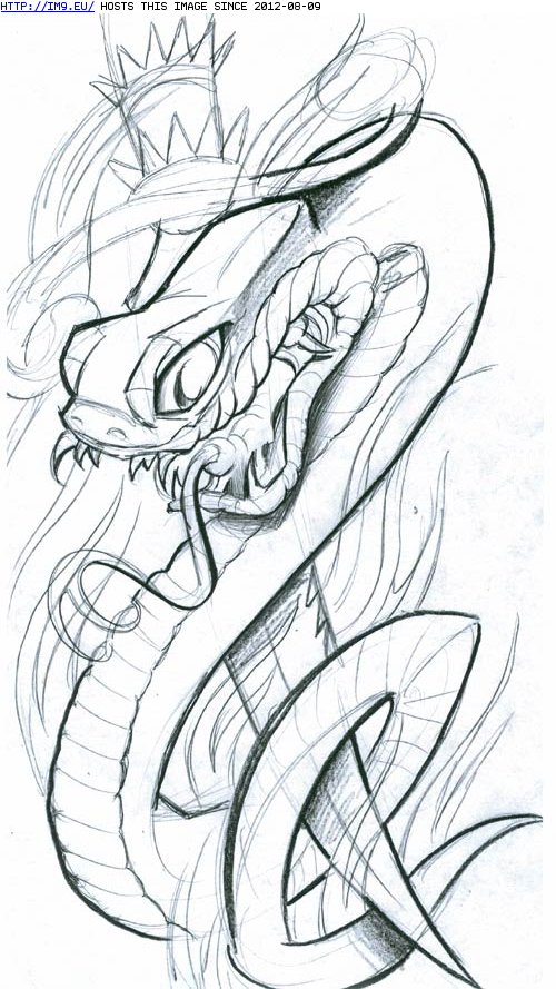 Tattoo Design: snake_with_dagger (in Snake Tattoos)