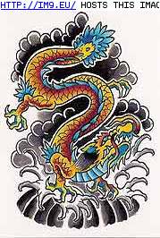 Tattoo Design: TJKVD-blueandgold-dragon (in Dragon Tattoos)