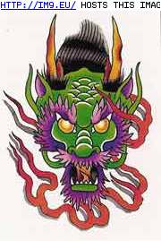 Tattoo Design: TJKVD-green-dragon-gold-hor (in Dragon Tattoos)