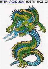 Tattoo Design: TJKVD-green-upright-dragons (in Dragon Tattoos)
