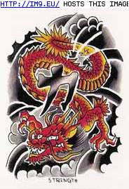 Tattoo Design: TJKVD-red-strength-dragon (in Dragon Tattoos)