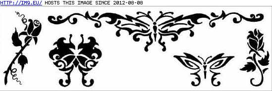 Tattoo Design: TKB003-black-bfly--roses (in Rose Tattoos)