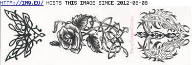 Tattoo Design: TKB075-butterfly-snake-rose (in Rose Tattoos)