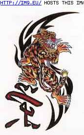 Tattoo Design: VSBT3---toony-tiger-with-tr (in Tiger Tattoos)