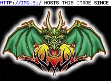Tattoo Design: VSU-green-wide-tribal-drago (in Dragon Tattoos)
