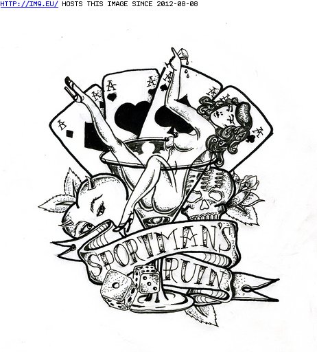 Tattoo Design: woman_with_cards (in Tattoo Flash)
