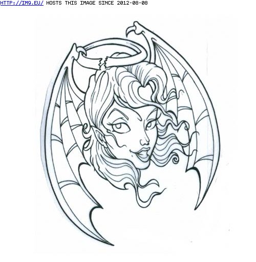 Tattoo Design: woman_with_halo (in Women Tattoos)