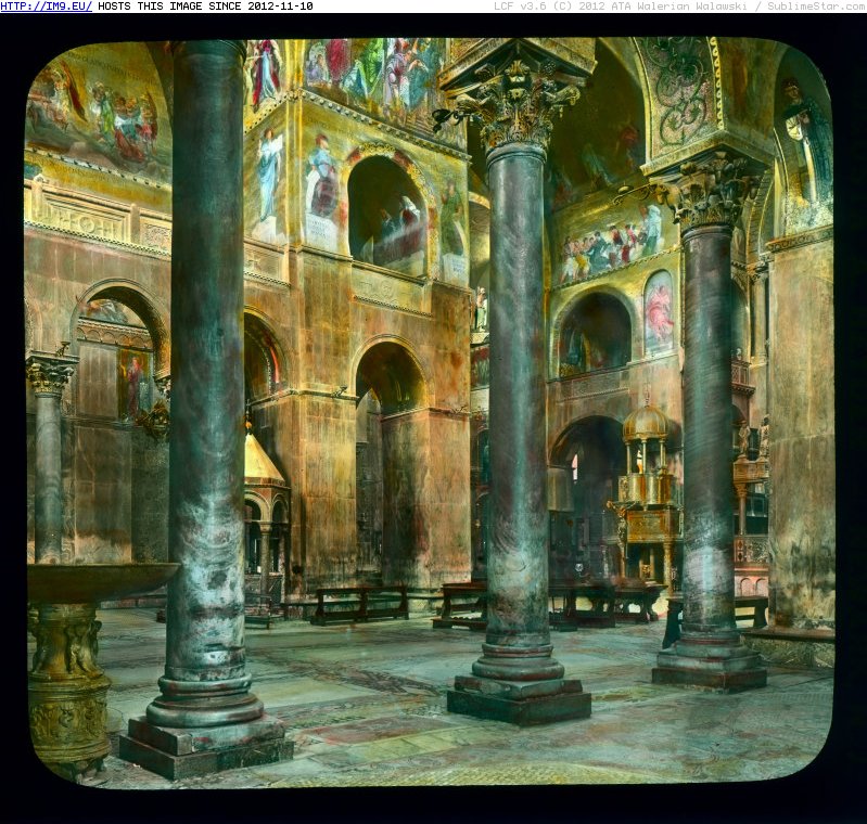 Venice. San Marco - interior view of nave columns (1919-1938).3733 (in Branson DeCou Stock Images)