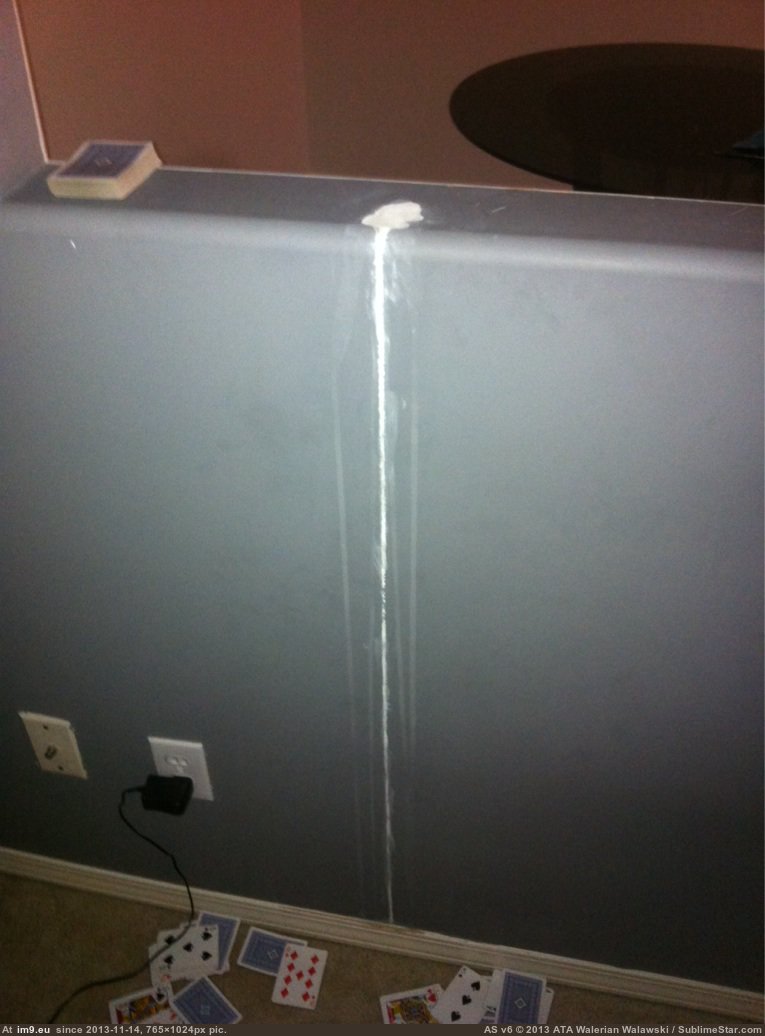 [Wtf] The oil from a Glade scented plugin leaked down my friend's wall, and it ate right through the paint and into the drywall. (in My r/WTF favs)